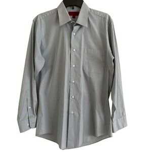 Bergamo New York Men Fitted Long Sleeve Button-Down Shirt Size M 15.5